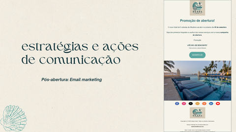 Exemplo de email marketing para a pós-abertura do Hotel onde é desconto uma futura reserva